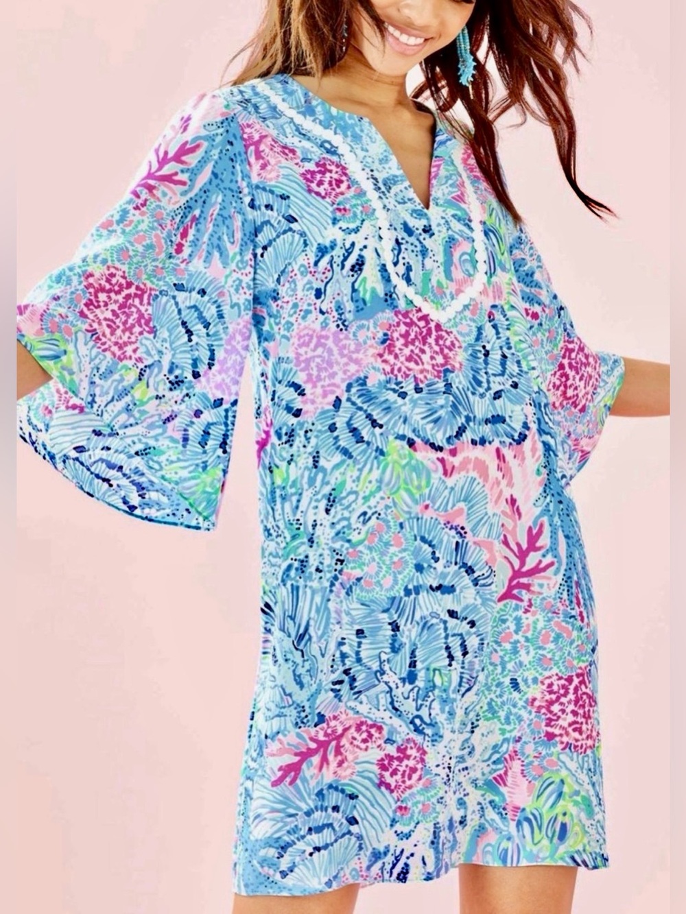 Lilly Pulitzer Delancey EUC Sink or Swim V Neck Lined Dress Sz S